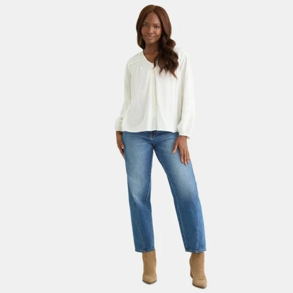 Lace Inset Blouse, White - Picture 3 of 6